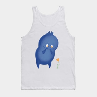 Cute blue monster with yellow flower Tank Top